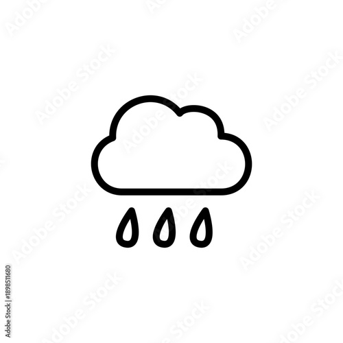 シンプルな線画の天気アイコン 雨雲