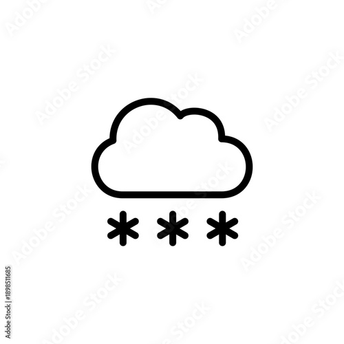 シンプルな線画の天気アイコン 雪雲