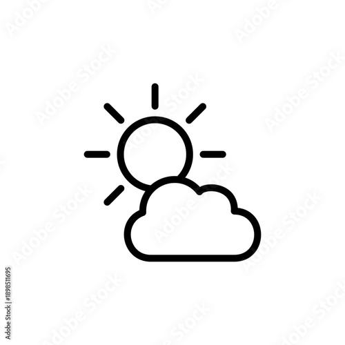 シンプルな線画の天気アイコン 晴れのち曇り