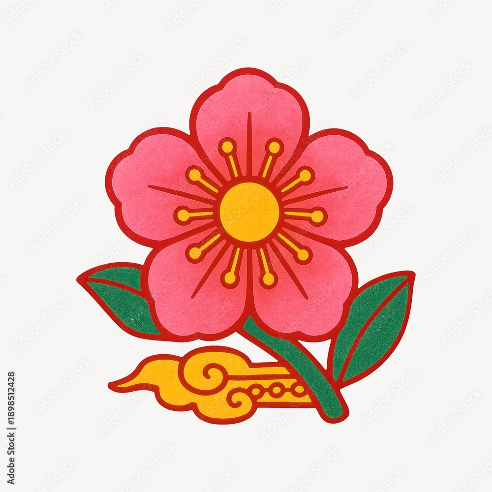 Fototapeta premium Vibrant floral Asian design