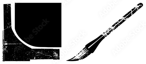 Grunge style brush and beveled corner shapes, vector design elements, artistic tools, digital illustration assets, distressed texture, creative toolkit.