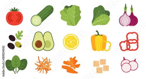 Fresh vegetables and ingredients illustration