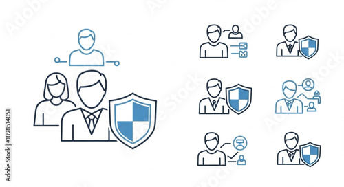 Business Security and Protection Icons Set.
