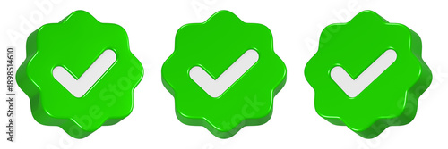 checklist icon 3d render green circle button