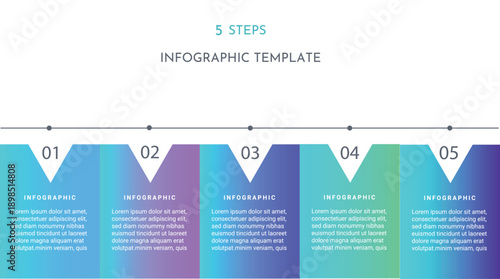 infographic template with five steps and arrow pointers