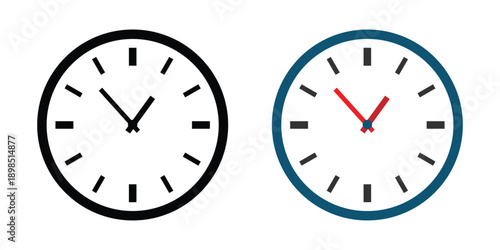 Clock icon. Simple wall clock vector symbol on transparent background