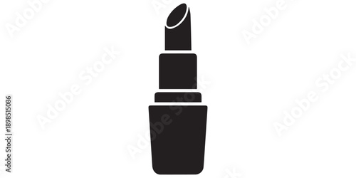 Solid black lipstick icon isolated on transparent background for beauty and cosmetic products advertising  silhouette white background,pro