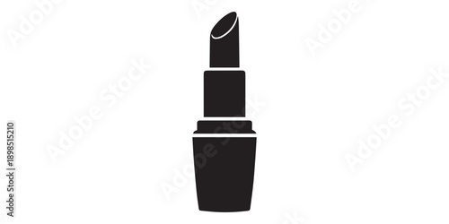 Solid black lipstick icon isolated on transparent background for beauty and cosmetic products advertising  silhouette white background,pro