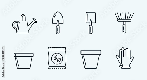 Gardening tools set icon design