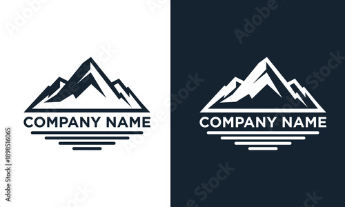 Mountain logo design concept with minimalist style and clean lines on contrasting backgrounds