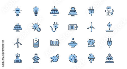 Energy icons for sustainable power
