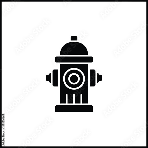 Simple black silhouette of a classic fire hydrant on white background