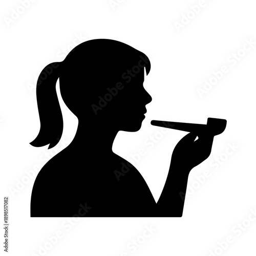 Young woman silhouette smoking tobacco pipe