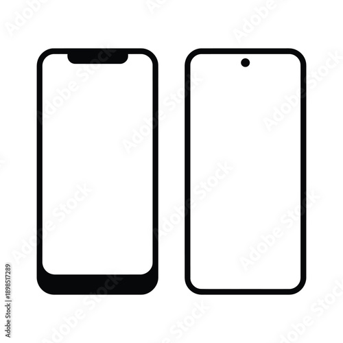Two modern smartphone outlines with differing front camera designs shown