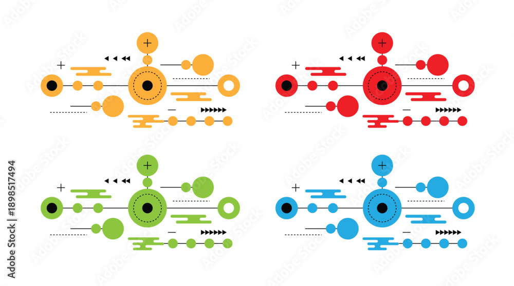 Obraz premium Lines Circles and Triangular Shapes Abstract Design Different Colors. Graphic elements and resources vector art