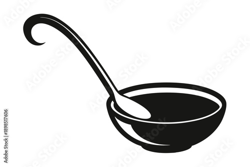 soup ladle line art silhouette vector illustration