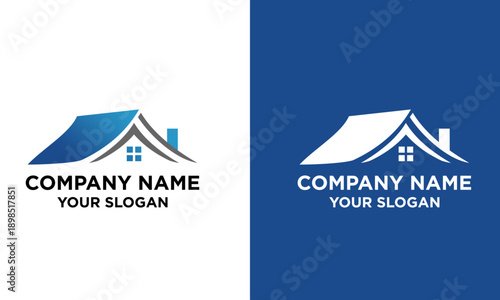 Residential home illustration template showcasing modern architecture design concept on varied backgrounds from different viewpoints