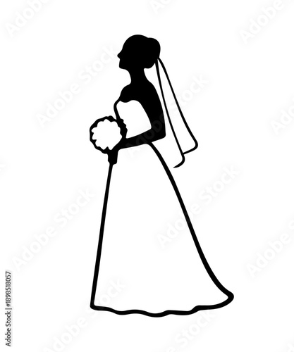 Bride silhouette receiving marriage ceremony looking forward
