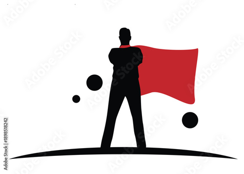 Superhero Business Man in Confident Pose Silhouette. Achieving goals and being a team leader vector art