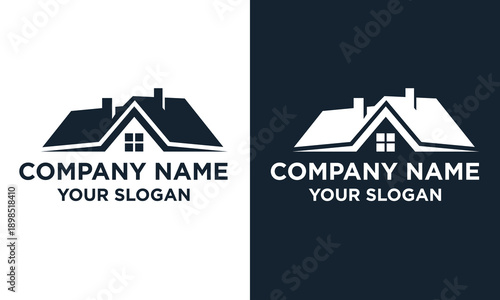 Modern House Logo Template on Contrasting Backgrounds for Corporate Identity Design