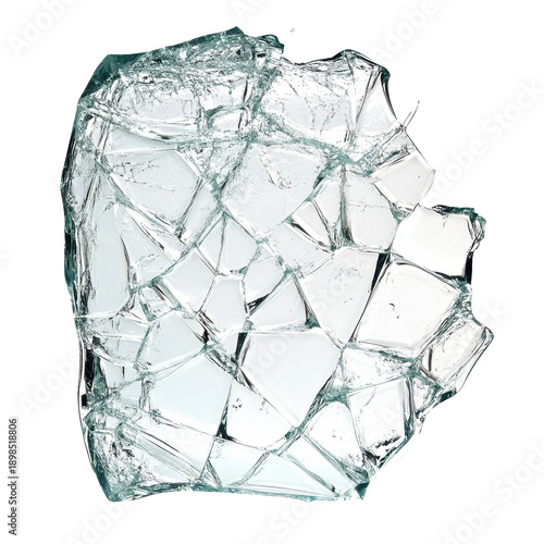 Broken Glass Fragment with Sharp Edges Black Background