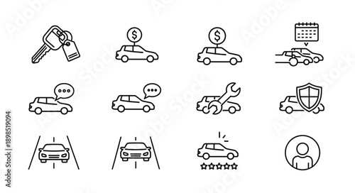 Car Icons Set Transportation Automotive Services.