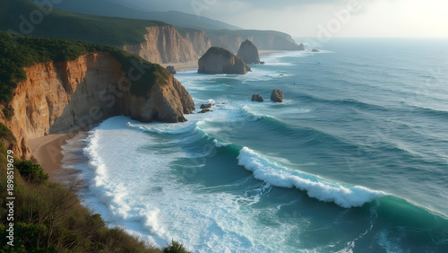 Coastal bluffs overlooking crashing waves. Stunning sea views from dramatic cliffs. Erosion and geology of coastal bluffs. Best coastal bluff trails for hiking.