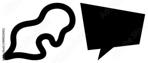 Vector graphic of stylized smoke and speech bubble, minimalist design, communication concept, isolated symbols, flat style.