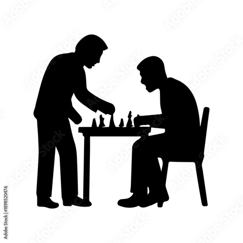 Two people in silhouette playing a game of chess, representing strategy and intellectual competition