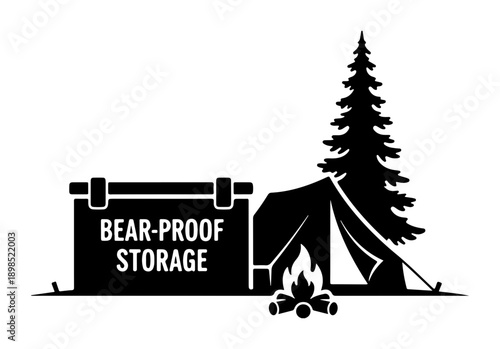 Bear-Proof Storage Camping Illustration Vector Art