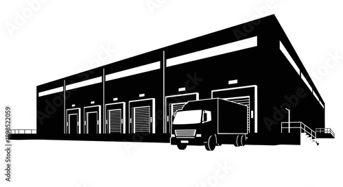Large warehouse with truck loading dock