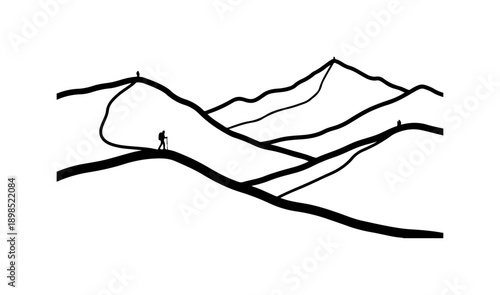 Minimalist Mountain Biking Silhouette Vector Illustration