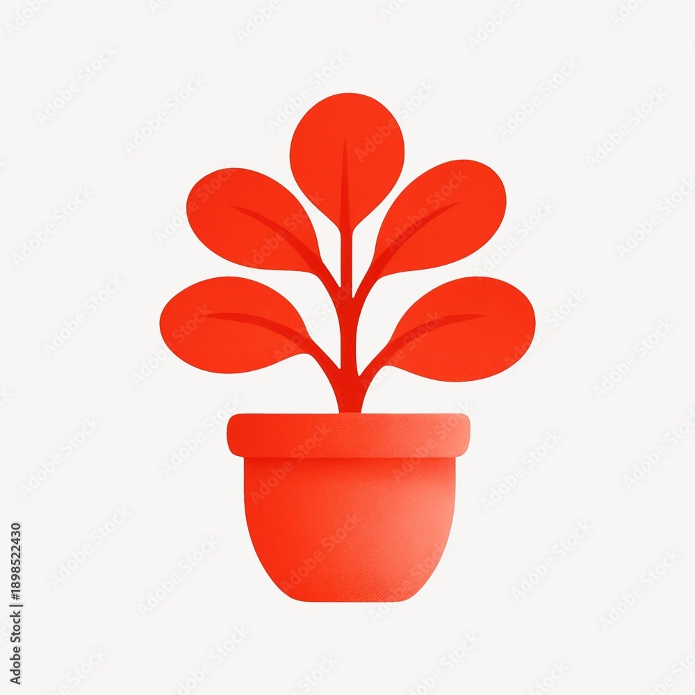 Naklejka premium Minimalist red potted plant illustration.