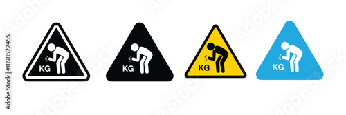 Manual Handling Safety Sign Icon for Heavy Lifting Warning and Workplace Ergonomics symbol. vector illustration