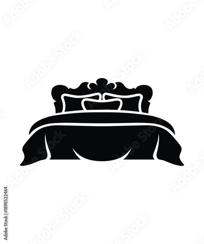 Classic Luxury Bed Icon Isolated on White Background.