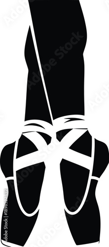 Ballerina feet in pointe shoes.