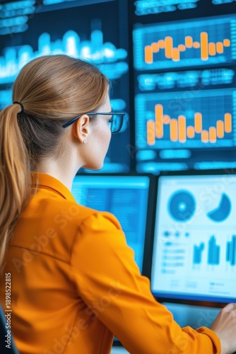 Wallpaper Mural Professional analyzing data on computer screens in a modern workspace. Torontodigital.ca