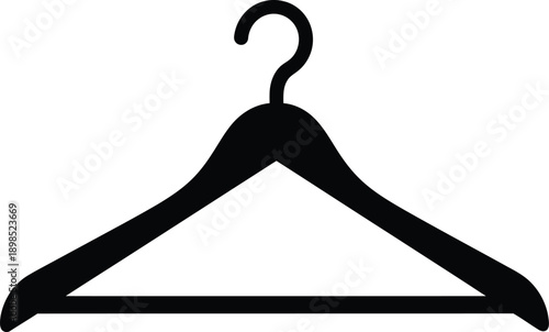 Black clothes hanger icon used in fashion, retail, and wardrobe accessories. 