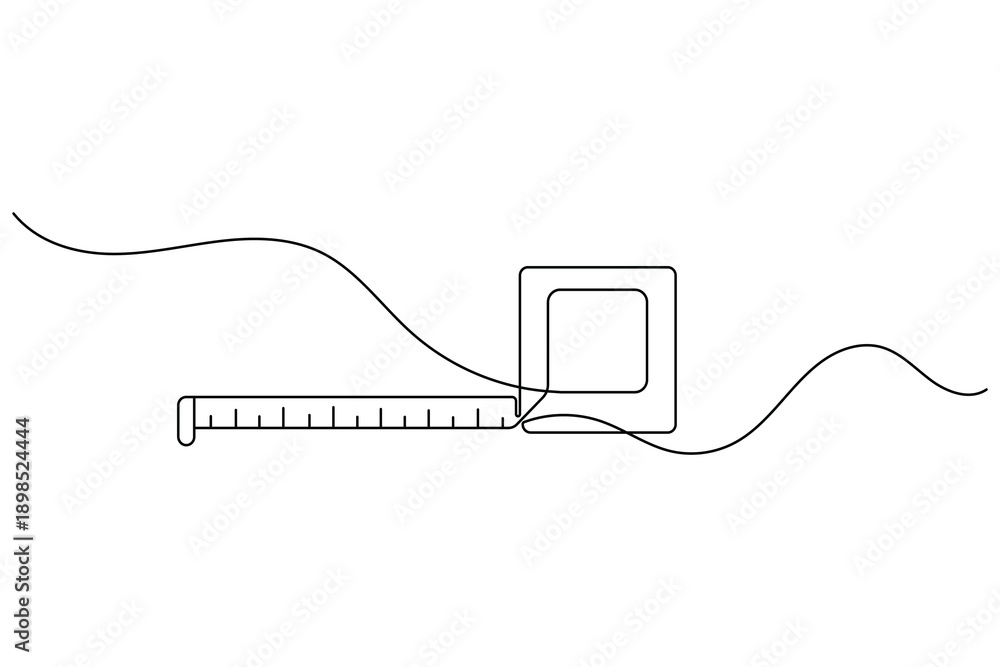 Obraz premium Measuring Tape Continuous One Line Drawing Minimalist Vector Art Design