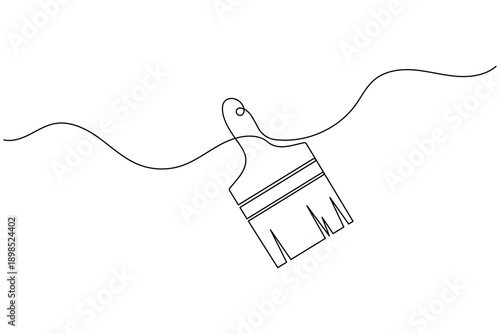 Paint brush continuous line art simple icon symbol isolated on white background