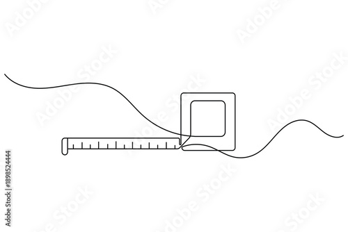 Measuring Tape Continuous One Line Drawing Minimalist Vector Art Design