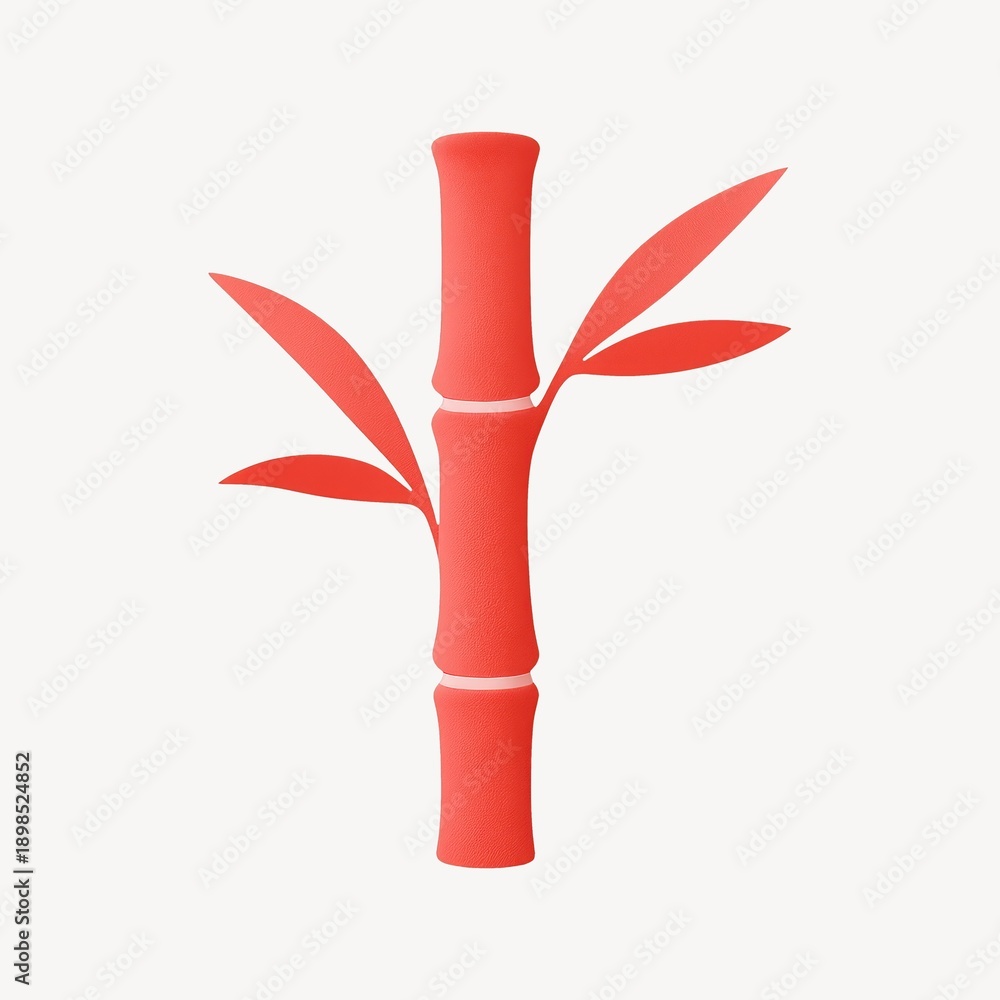 Fototapeta premium Minimalistic red bamboo illustration