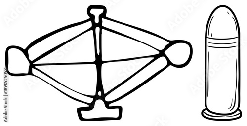 Tactical and ammunition bullet, weapon gear, equipment, hunting tool, firearm accessory, combat gear, black art.