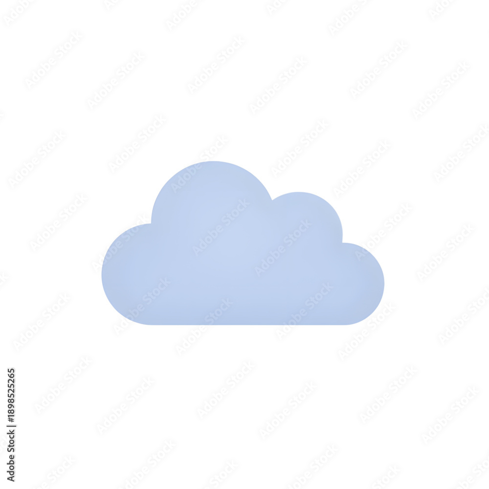 Fototapeta premium Soft pastel cloud icon on white background, calming design concept