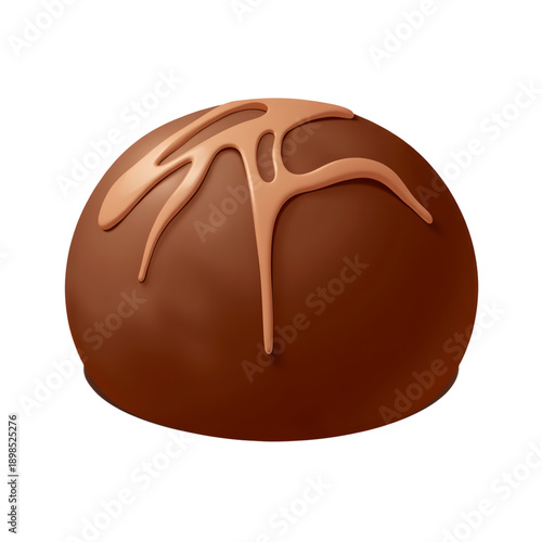 Glossy chocolate truffle illustration on transparent background, dessert art