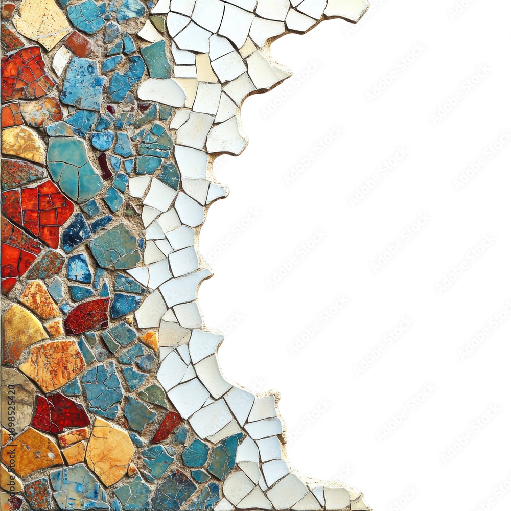 Fototapeta premium Colorful Mosaic with Irregular Edge and White Space