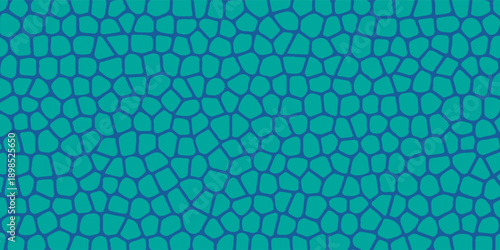 Abstract seamless mosaic pattern inspired by organic stone shapes, irregular rounded cells tightly packed together.