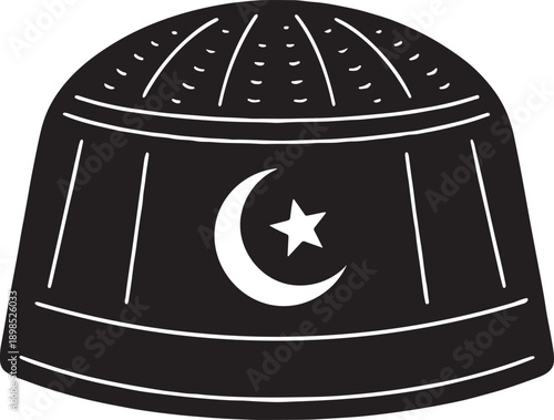 prayer cap silhouette icon vector illustration