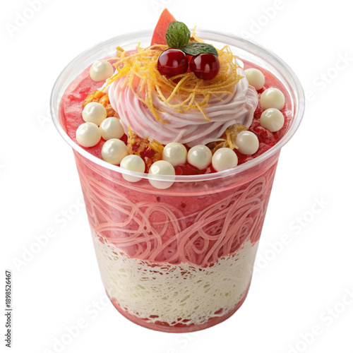 Delicious chilled falooda dessert with vermicelli