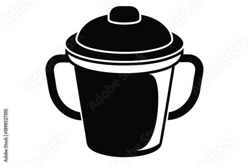 sippy cup line art silhouette vector illustration